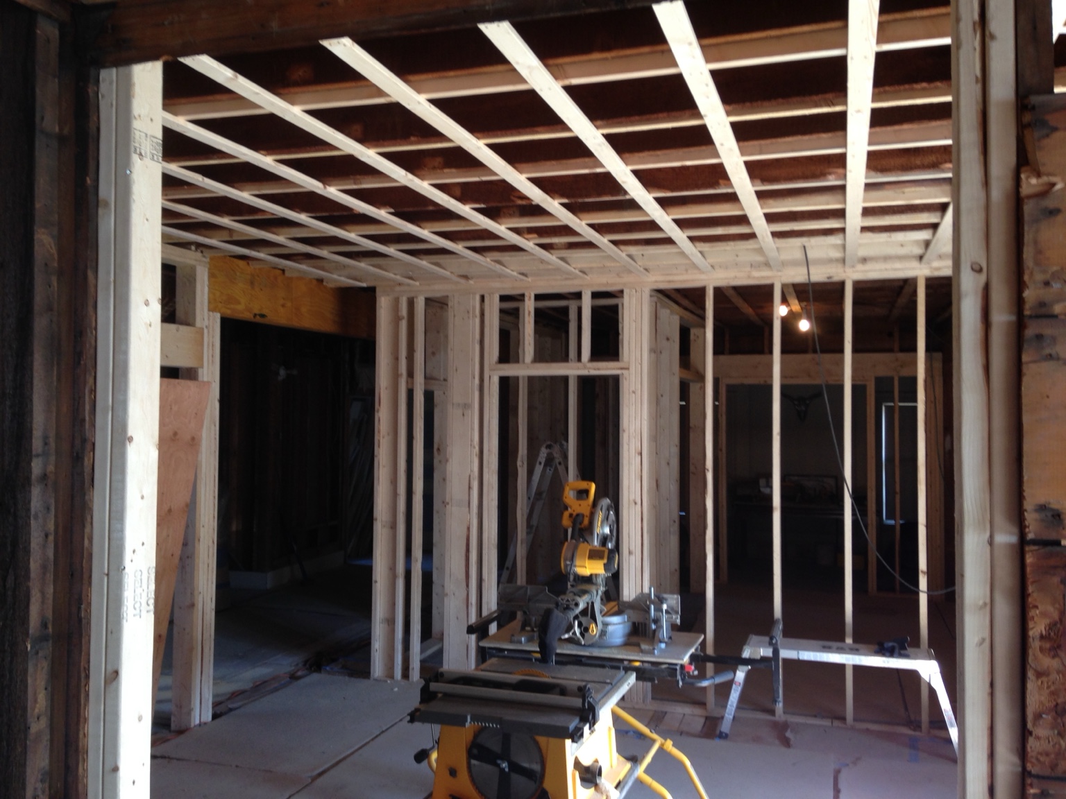 Interior structural framing during renovation