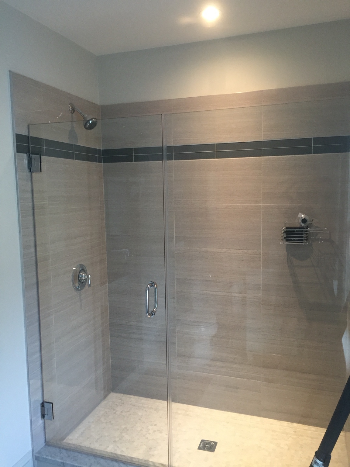 Glass shower and large-format tile